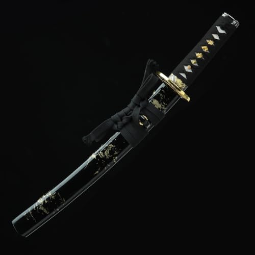 BAYCANTO Tanto Sword Handmade Full Tang Clay Temperado T10 Aço Curto Japonês Katana Real Hamon Samur
