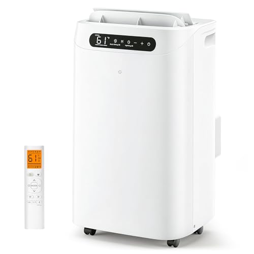 14000 BTU Portable Air Conditioners, Cools Up to 700 Sq.Ft, Portable AC Unit with Remote Control, Cooling, Fan, Dehumidification, Sleep Mode& Installation Kits for Large Rooms, White