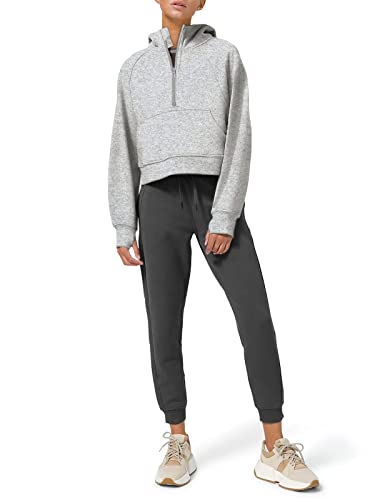 Aopwsrlyi Womens Cropped Half Zip Hoodies Fleece Lined 1/2 Zipper Sweatshirts Long Sleeve Collar Pullovers With Thumb Hole (M, Light Grey) #TOP3