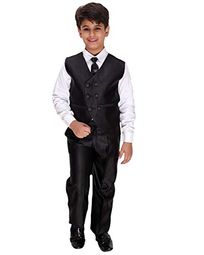 Image of FOURFOLDS 5 Piece Coat Suit with Shirt Pant Blazer Waistcoat & Tie for Kids & Boys 123
