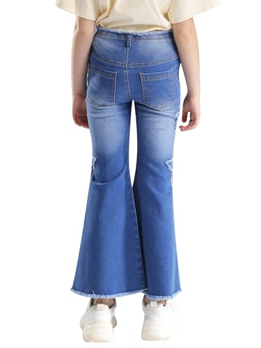 Girls Flare Jeans Kids Casual Bell Bottoms Ruffle Hem Denim Pants Leggings Trousers Jeans3