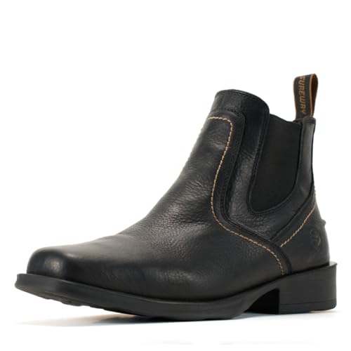 Find the Best Full Grain Leather Boots for You 12 SUREWAY Mens Western Chelsea Cowboy Boots for Men - Square Toe, All Weather Rugged Ankle Slip on Boots, Built for Comfort & Durability, Casual Retro Stylish Boots, Dress Shoes