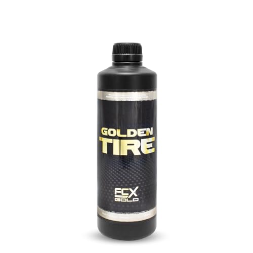 FCX GOLD Golden Tire 500ml Super Abrillantador de Neumáticos Coche Negro Intenso, Renovador Restaurador Nueva Fórmula Más Potente Duradero, Hidratador con Protección UV Producto Detailing Profesional