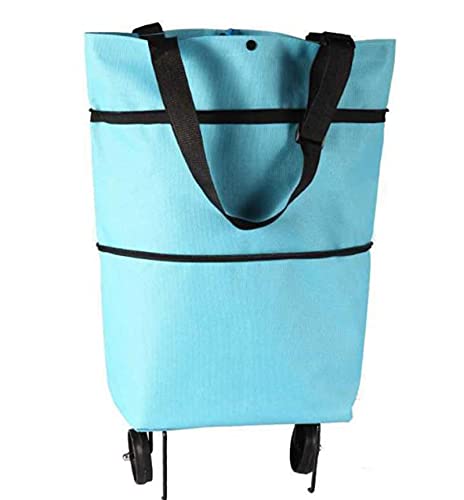 TTSLVS Einkaufstrolley Faltbare Trolley Taschen Faltbare Einkaufstasche mit Rädern Einkaufswagen Wiederverwendbare 2–1…