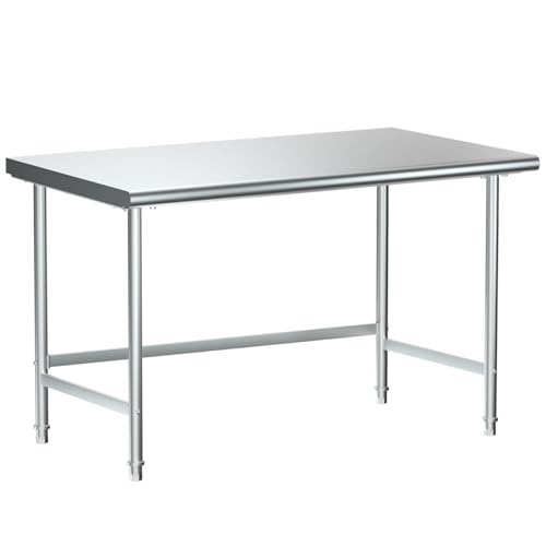 Treshin Open Base Stainless Steel Table 30' X 48', Commercial Heavy Duty Prep & Work Table for Kitchen, Restaurant, Home, Hotel, Laundry