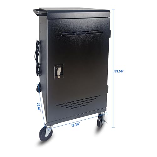 POCHAR 30 Unit Device Charging Station for Chromebook, iPad, 14'' Laptop - Charging Cart with Charger Cable Management, Circuit Breaker, Grounding Protection, Assembly Required