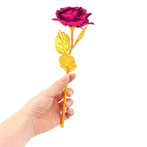 Image of BENAVJI Artificial Gold Plated Rose with Soft Ribbon and Quality Box Packing for Mothers Day, Fathers Day, Daughters Day Decorations