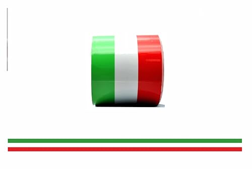Generico Bande adhésive tricolore italienne pour voiture, 150 cm x 5 cm, vert blanc rouge, bande adhésive drapeau tricolore bande adhésive Italie