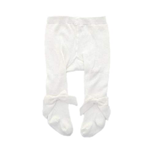 Colorful Childhood Baby Girls Tights Infant Newborn Soft Bow Pantyhose Toddler Knit Stocking Leggings for Fall Winter White Size 12-24 Months