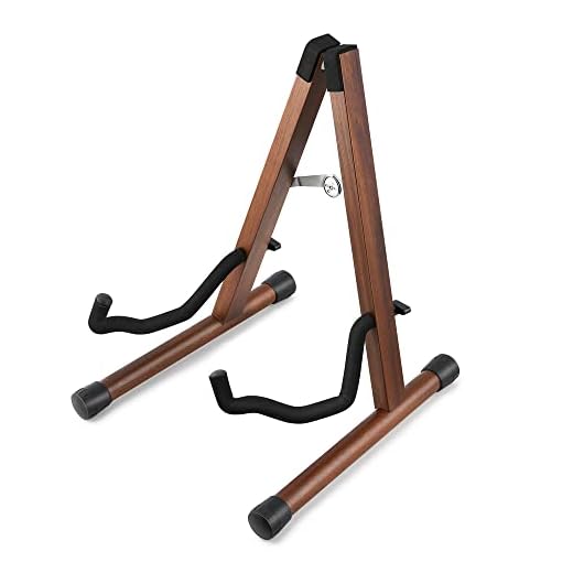 Donner Soporte de Guitarra Madera de Acacia soporte guitarra suelo A-marco Universal Plegable Portátil para Guitarra Eléctrica Acústica, Bajo, Banjo