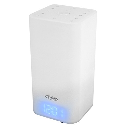 JENSEN JCR-370 Color Changing Mood Lamp Digital Dual Alarm Clock Radio, White