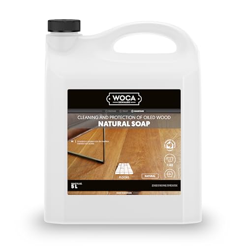 WOCA Natural Soap- Natural 5L - Concentrated Wood Cleaner for oil finished hardwood floors, tables, millwork, cutting boards, countertops and butcher block