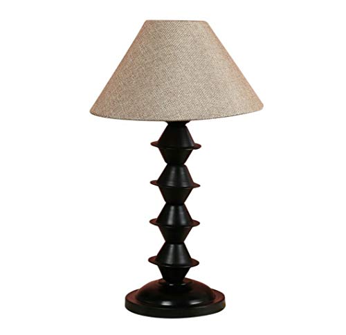 Image of tu casa Off White Jute Shade with Black Metal-Iron Base Table Lamp | Elegant Bedside & Desk Lamp for Bedroom, Living Room, Office, Home Decor & Gifting (Height : 17 Inch /No Blub Included)