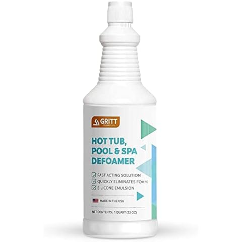 Gritt Commercial Pool Spa, Pond and Hot Tub Defoamer | Odorless and Non-Toxic Pool Cleaner | Anti Foam for Hot Tub | Safe with Silicone Emulsion Formula (32oz/Bottles) Cover