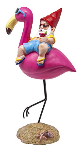 Funny Guy Mugs Garden Gnome Statue - Gnome And A Flamingo - Indoor/Outdoor Garden Gnome Sculpture For Patio, Yard Or Lawn #TOP6