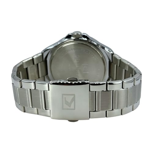 CURREN 8375. Reloj de Cuarzo para Hombre con Correa de Acero Inoxidable Plateada y Esfera Negra con Detalles en Blanco, Rojo y Plateado. Dispone de función de Calendario. - Imagen 9