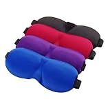 SKISUNO 4 piezas Antifaz para Dormir Transpirable y Opaco Máscara Ojos Suave para Viaje y Descanso Combinación Colores Púrpura Azul Fatiga