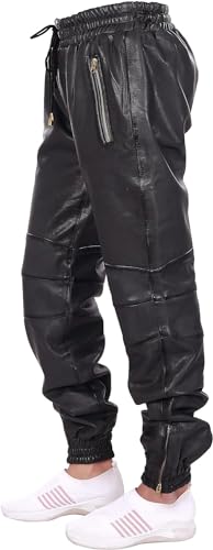 Mens Leather Joggers Pant for Bikers & Riders, Moto Sports Drawstring Pants, Trousers for Boys - Slim Fit Joggers3