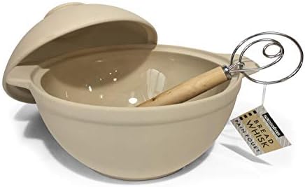 Sassafras Superstone Bread Dome with Bread Whisk - Natural Stone Cooking Dome for Bread and Meat