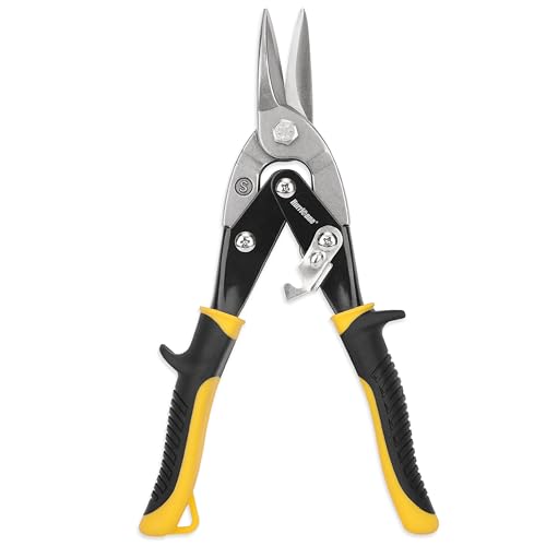 HURRICANE 10 Inch Aviation Tin Snips, Straight Cut Shears for Sheet Metal, Aluminum, Gutter & DIY...