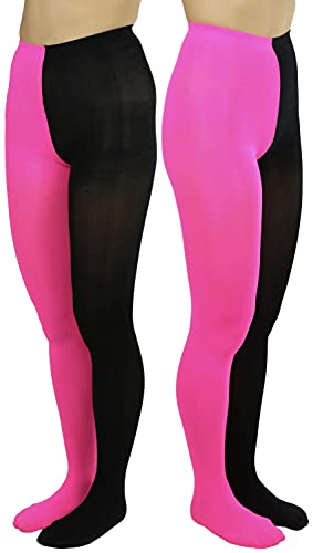 Image of ToBeInStyle Women's Two Toned Vibrant Jester Contrast Opaque Multicolored Tights