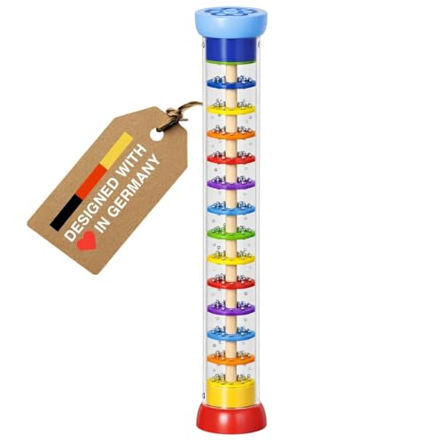 Goki Wooden Rain Stick Musical Instrument I Montessori Rainmaker Toy for Toddlers 1-3 - Sensory Baby Rattle & Auditory Development Toy for Boys & Girls - Wooden Rainstick