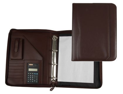 Conférencier A4 Q-Connect 931378 marron avec calculatrice et 4 anneaux