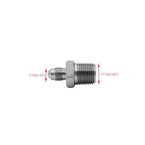 Image of (4-PACK) 2404-04-06 Hydraulic Hose Adapter Fitting 1 /4 inch Male JIC 37 Flare (7 /16 inch-20UNF) x 3 /8 inch Male (3 /8 inch-18NPTF) SAE Straight Pipe Joints Tube Connector Carbon Steel