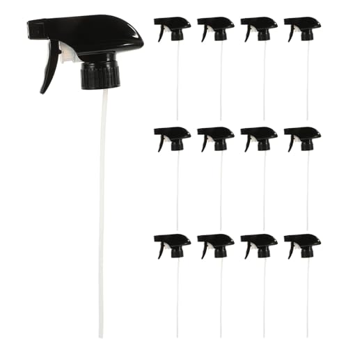Levemolo 12 piezas Boquillas Pulverizadoras Negras Repuestos Ergonómicas para Botellas Spray Limpieza Aromaterapia Jardinería Hogar