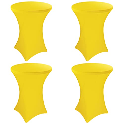 Paquete de 4 manteles de elastano elástico con esquinas cuadradas de 81 x 109 cm, para bar, bodas, cumpleaños, banquetes, fiestas al aire libre (amarillo)