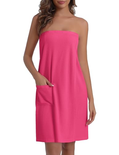 Image of Ekouaer Waffle Robes For Women Bath Wraps Lightweight Knee Length Soft Shower Robe with Pocket S-L
