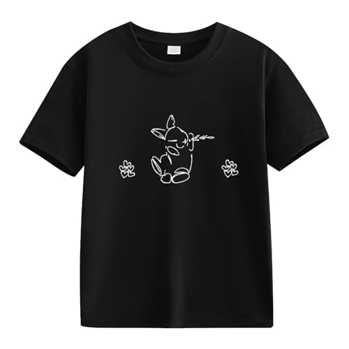 Boys Girls Spring and Autumn New Fashionable Cute Print Comfortable Version of The Girls Printed T (Black, 6-7 Years)