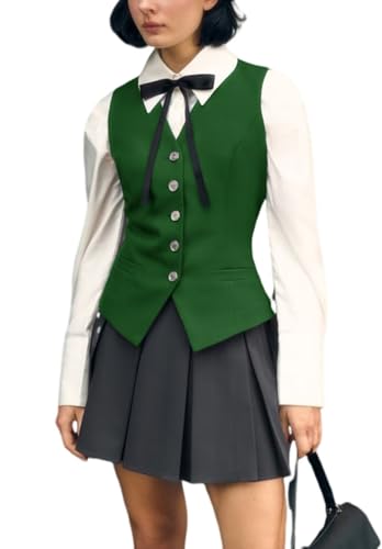 Formal Suit Vest for Women Button Up Waistcoat Casual Sleeveless Jacket