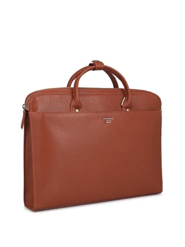 Image of Da Milano Leather Laptop Bag for Men & for Women - Fits Upto 14 inch Laptop - Orange