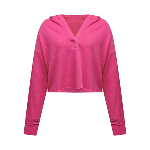 Crop Tops for Women V Neck Hoodies Fashion Teen Girls Y2K Clothes Casual Long Sleeve Workout Shirts Going Out Tops4