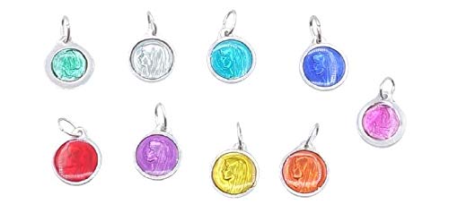 Médaille ronde de la Vierge de Lourdes, en aluminium, émail neuf couleurs (au choix). Entièrement produite à Lourdes. 100% Made In Lourdes Cover