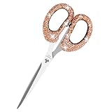 Multibey 6.3-Inch Glitter Rhinestone Scissors - Stainless Steel Cute Scissors Sharp Blade Paper Cutting Tool for School, Home& Crafting(Champagne Gold)