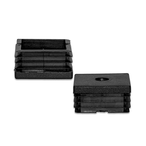 Image of Flyshop Black M8 Threaded Plastic Plugs Square Tube End Caps Tubing Plugs Inserts Furniture Glider 50 mm x 50 mm 4 Pcs