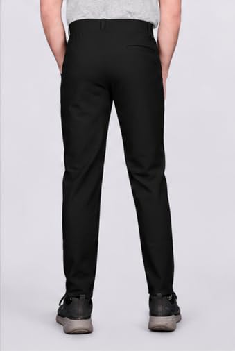 Image of HARSHAD KUMAR & CO. Men's Solid Slim Fit Stretchable Casual Wear Comfortable Formal Trousers Pants