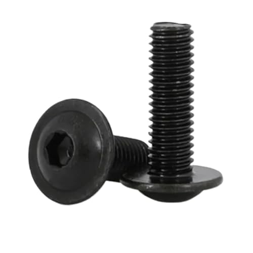 RUOHARD M2 M3 M4 M5 M6 M8 M10 ISO7380.2 グレード10.9 ブラック フランジ ボタンヘッド スクリュー ワッシャーカラー付き インナー六角ソケット 六角穴付きネジ ボルト(M5X16 10pcs)