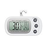 ORIA Kühlschrank Thermometer, Digitale Gefrierschrank Thermometer, Wasserdichte Refrigerator Thermometer mit Max/Min -Aufzeichnung, Haken & Magnetisch, für Hause, Bars, Cafés - Weiß