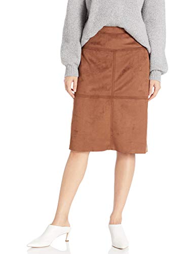 Chaps Women's Petite Faux Straight Fit Skirt, Mocha Suede, 2P