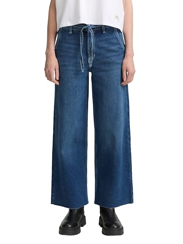 TOM TAILOR Denim Damen 1048110 TTMIJA Culotte Jeans mit Gürtel, 10119-Used Mid Stone Blue Denim, M TOM TAILOR Denim Damen 1048110 TTMIJA Culotte Jeans mit Gürtel, 10119-Used Mid Stone Blue Denim, M