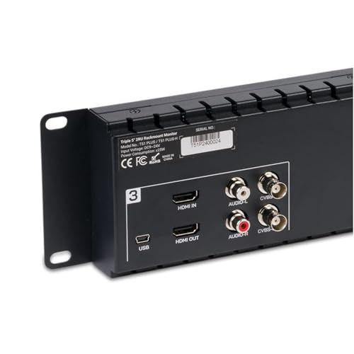 Image of FEELWORLD T51PLUS-H Triple 5.5 inch 2RU 1920x1080 Broadcast LCD Rack Mount Monitor with HDMI, AV Input and Output