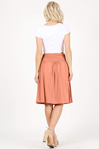 Image of Simlu Skirts for Women Regular and Plus Size Skirt with Pockets Below The Knee Length Ruched Flowy Midi Skirt