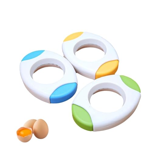HSUYUN Pelador de Huevos 3 Piezas - Abridor de Huevos Cocidos en Acero Inoxidable, Herramienta de Cocina Antideslizante (Amarillo/Azul/Verde)