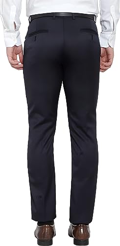 Image of The PS Men's Formal Regular Fit Cotton Blend Black, Dark Grey Combo Trouser (Pack of 2)