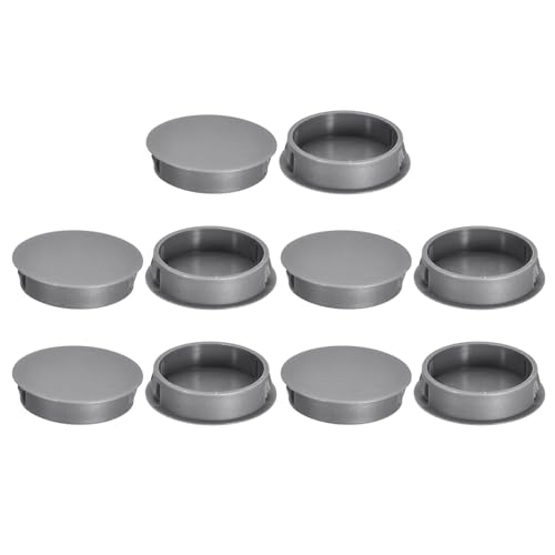 Image of uxcell 41mm /1.61 inch Plastic Hole Plugs, 10Pcs Flush Type Panel Round Snap in Fastener Knockout Locking Plugs for Furniture Insert End Caps Panels, Grey
