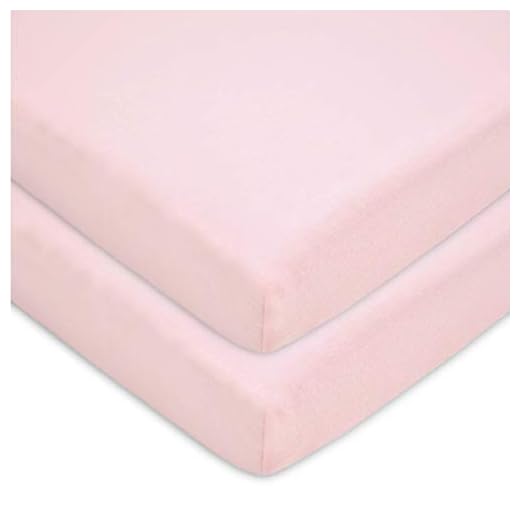 American Baby Company 100% Natural Cotton Value Jersey Knit Fitted Portable/Mini-Crib Sheet, Pink, Soft Breathable, for Girls, Pack of 2