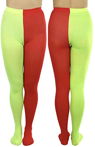 Image of ToBeInStyle Women's Two Toned Vibrant Jester Contrast Opaque Multicolored Tights